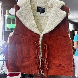 Brown Suede Vest with Shearling Lining